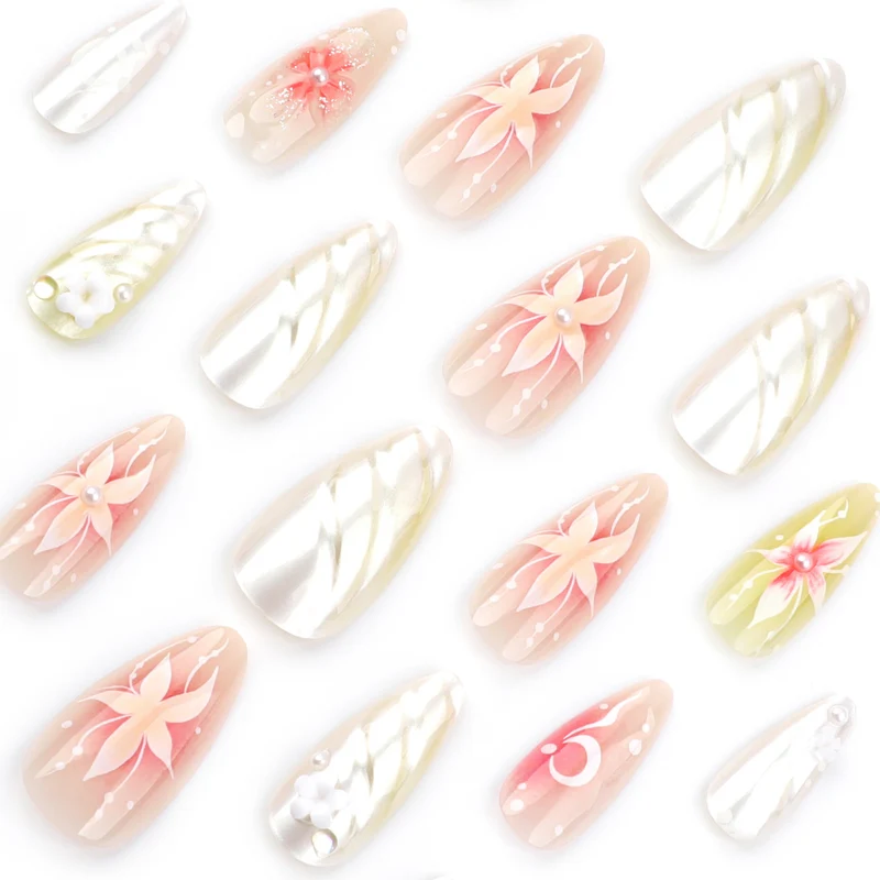 Artful Nail Extensions with Floral and Elegant Design Stornfield