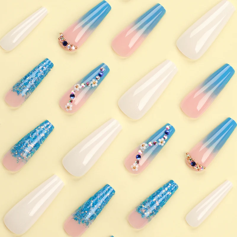 Artful nail extensions with floral ombre design Stornfield