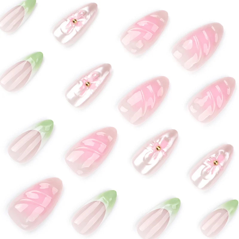 Artful Nail Extensions with Floral Design and Glamorous Accents Stornfield