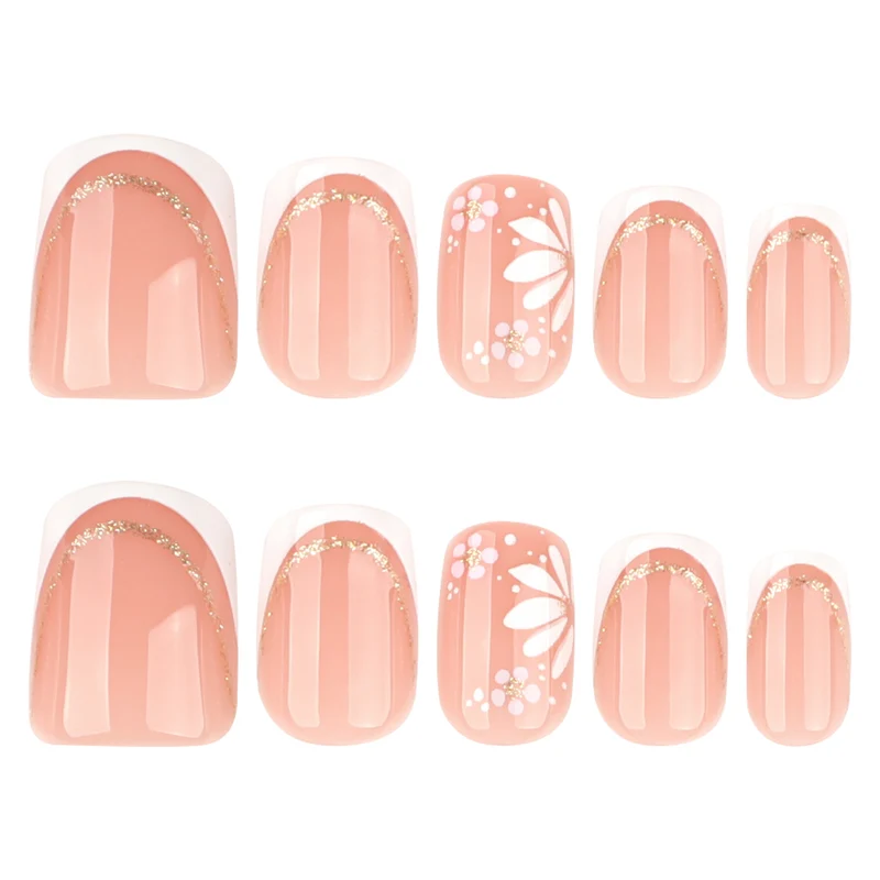 Artistic nail extensions with floral design and elegant accents Stornfield