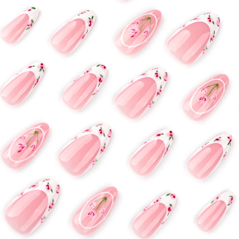 Artful Nail Extensions with Floral Design Stornfield