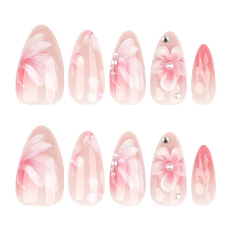 Artistic Nail Extensions with Floral Design Stornfield