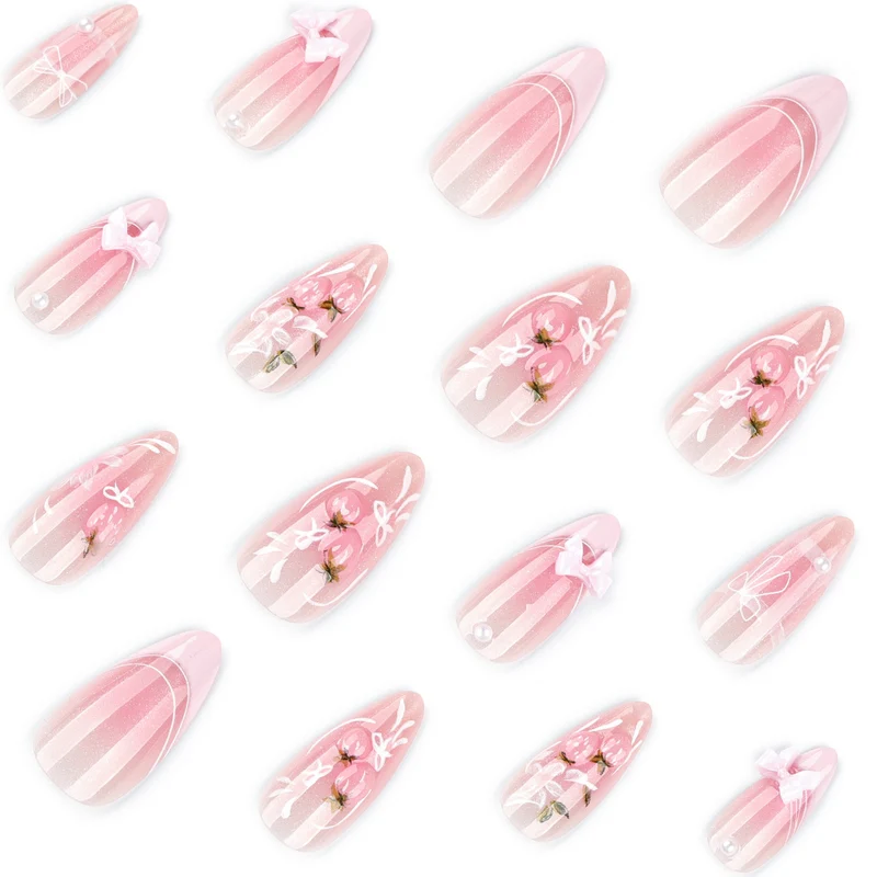 Artistic Nail Extensions with Floral Design Stornfield