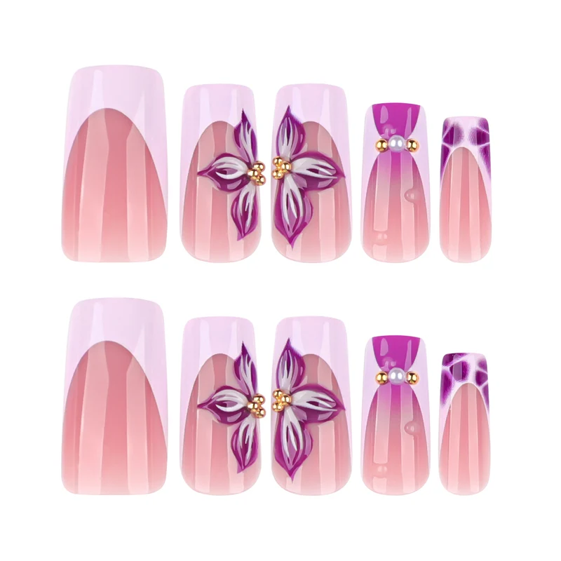 Artistic Nail Extensions with Floral Decor Stornfield