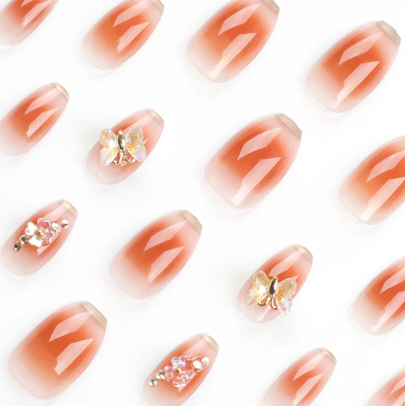 Artful Nail Extensions with intricate flower and glitter details Stornfield