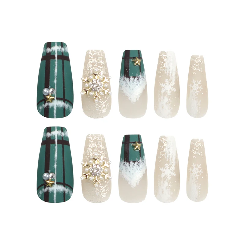 Artistic Nail Extensions with Festive Christmas Design Stornfield