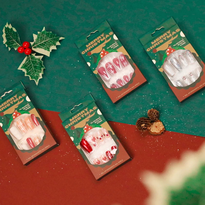 Artful Nail Extensions with Festive Glitter Design Stornfield