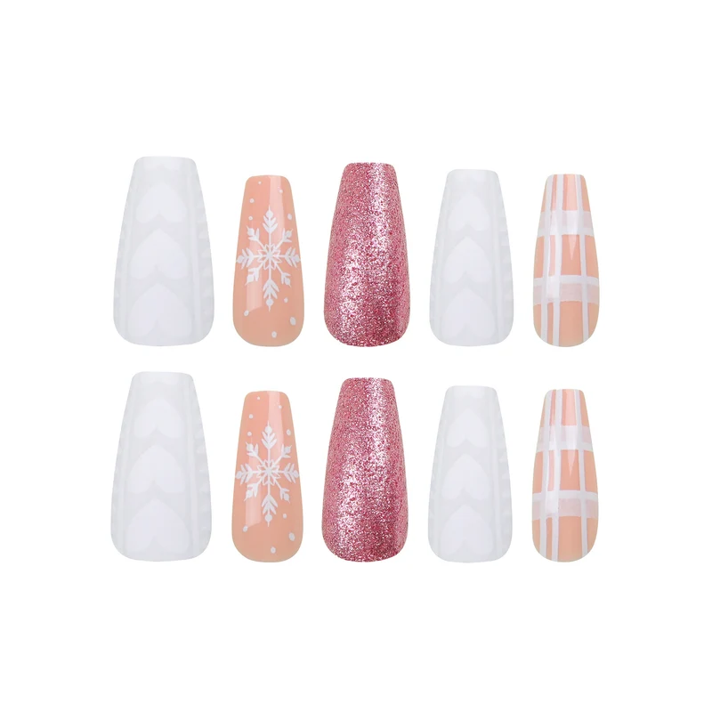 Artful Nail Extensions with Festive Glitter Design Stornfield
