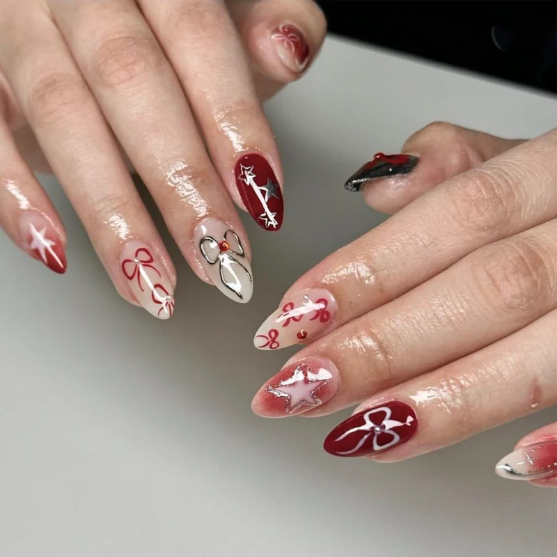 Artistic Nail Extensions with Festive Design Stornfield