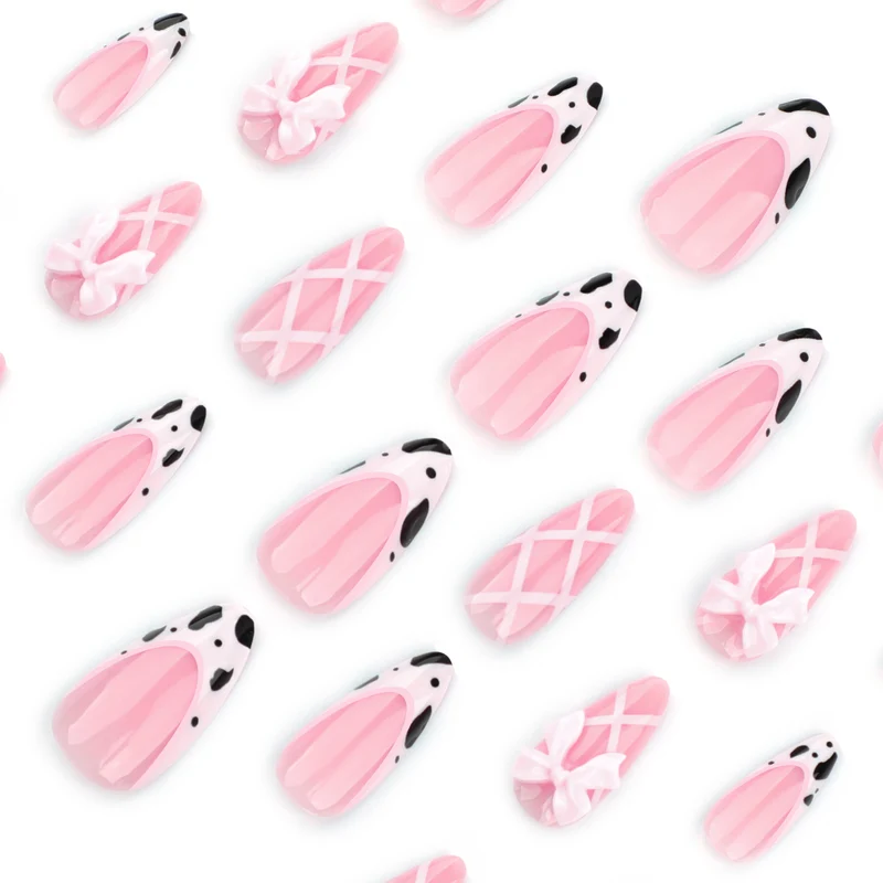 Artistic Nail Extensions with Fine Bow Patterns Stornfield