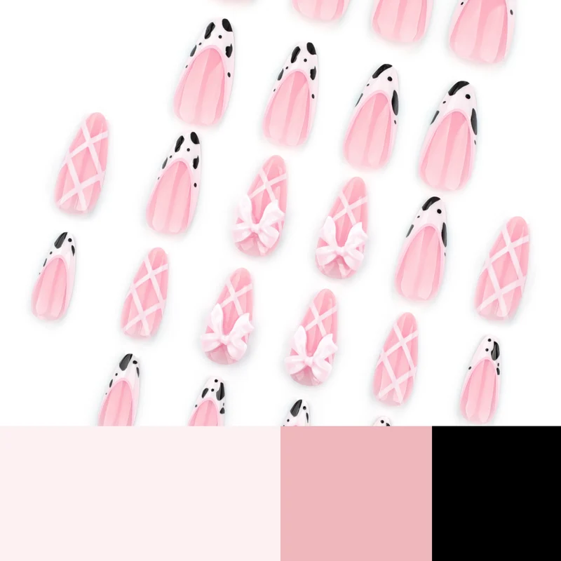 Artistic Nail Extensions with Fine Bow Patterns Stornfield