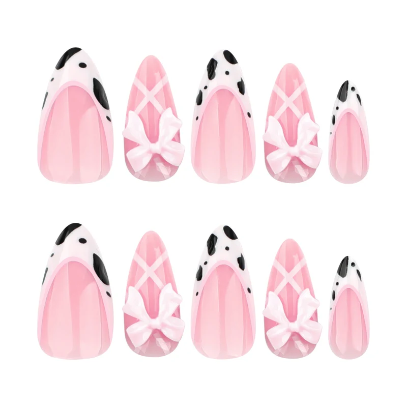 Artistic Nail Extensions with Fine Bow Patterns Stornfield