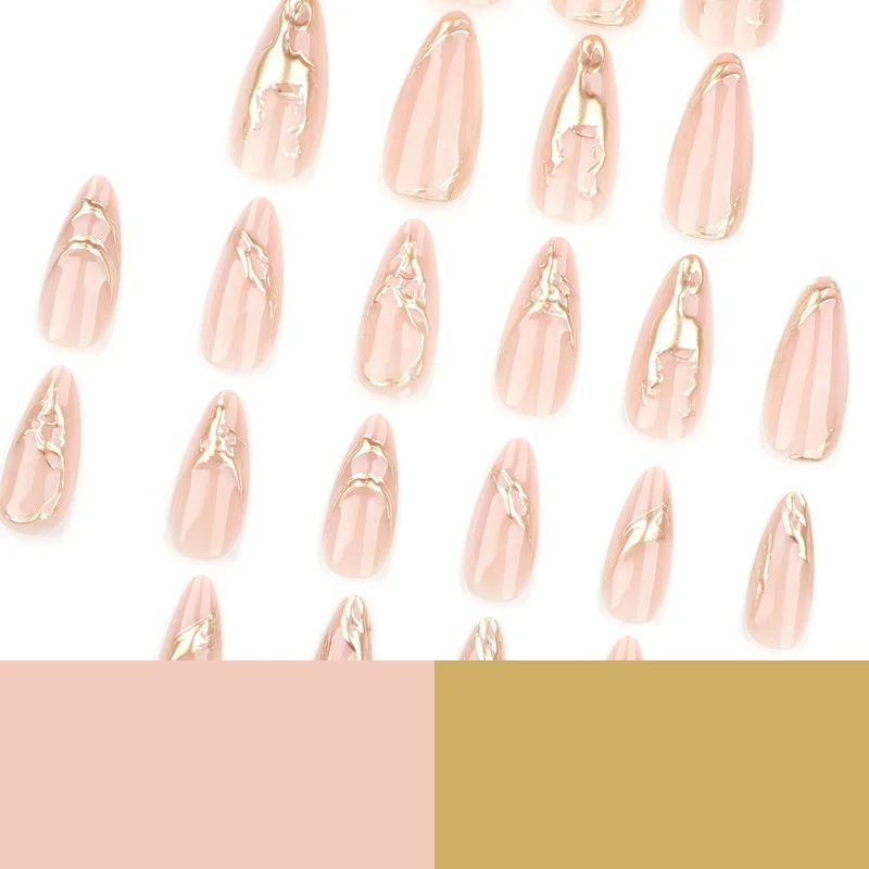 Artful Nail Extensions with Fine Golden Accents Stornfield