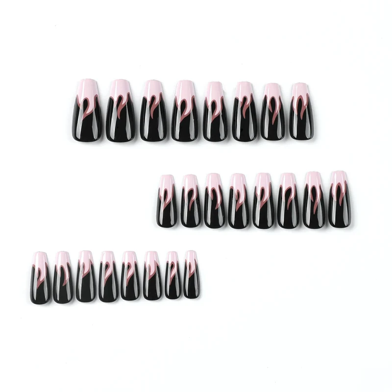 Artistic nail extensions with gradient and flame design Stornfield