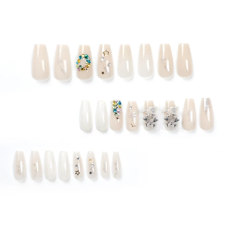 Artful nail extensions with elegant crystal embellishments Stornfield