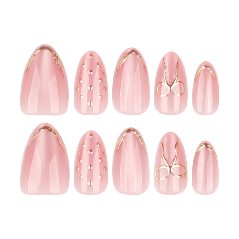 Artful nail extensions with elegant golden accents Stornfield