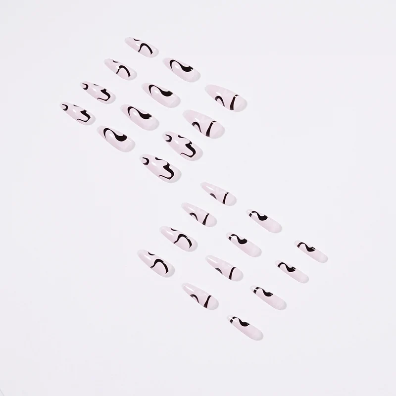 Artful nail extensions with elegant curved patterns Stornfield