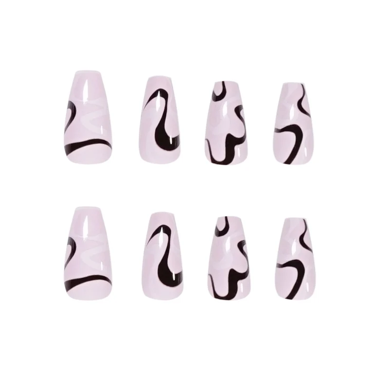 Artful nail extensions with elegant curved patterns Stornfield