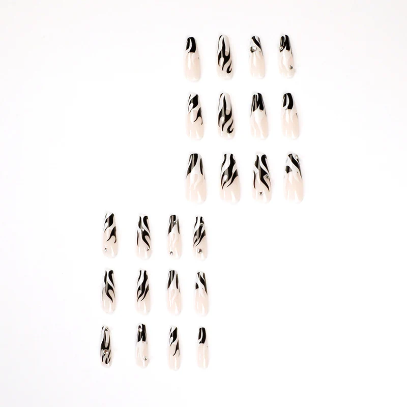 Artful Nail Extensions with Elegant Fire Pattern Stornfield