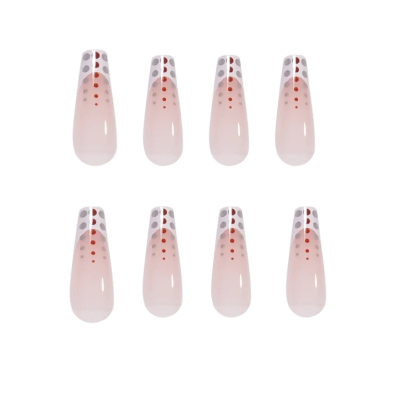 Artistic Nail Extensions with Elegant Dots and Shimmering Ombré Stornfield