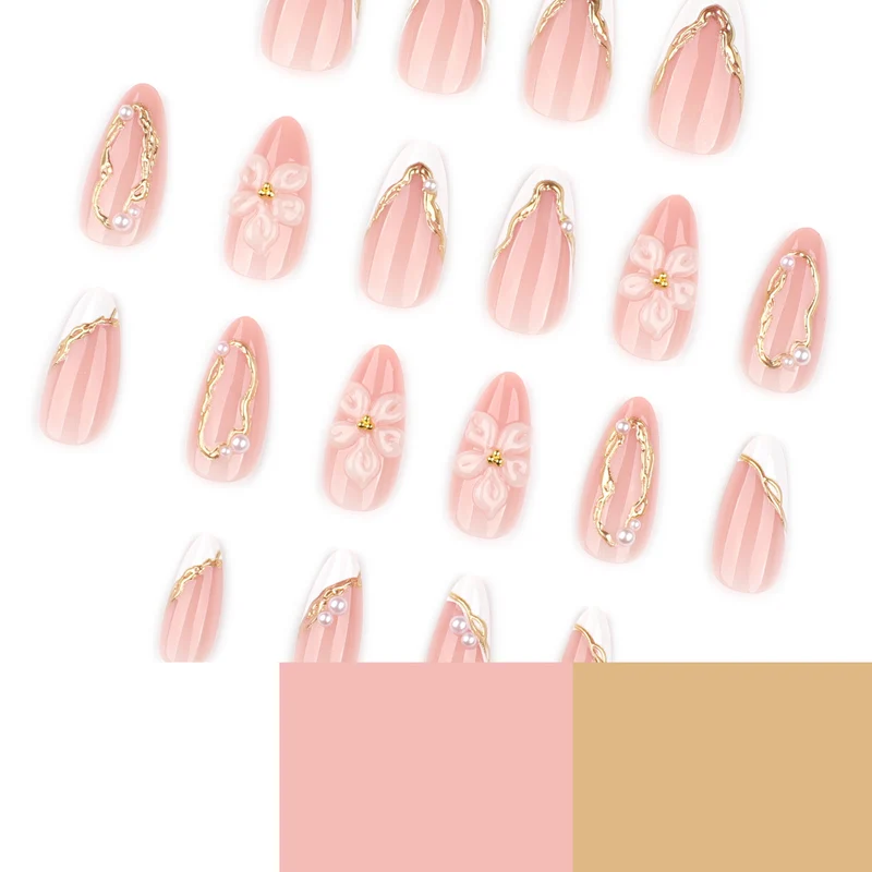Artful Nail Extensions with Elegant Blooming Accents Stornfield