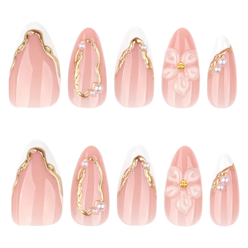 Artful Nail Extensions with Elegant Blooming Accents Stornfield