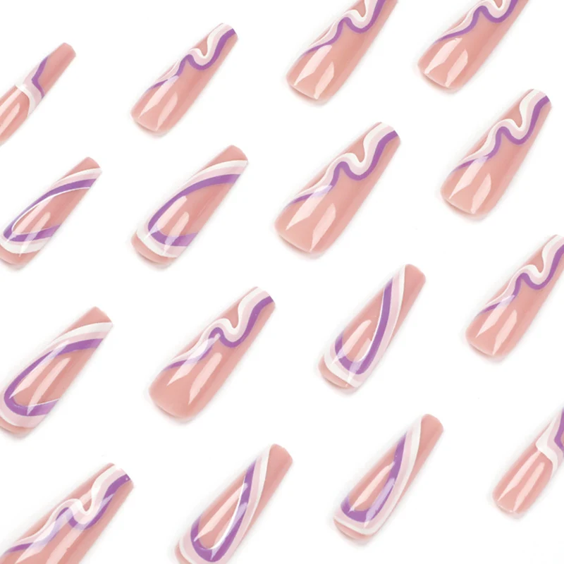 Artful nail extensions with elegant wave pattern Stornfield