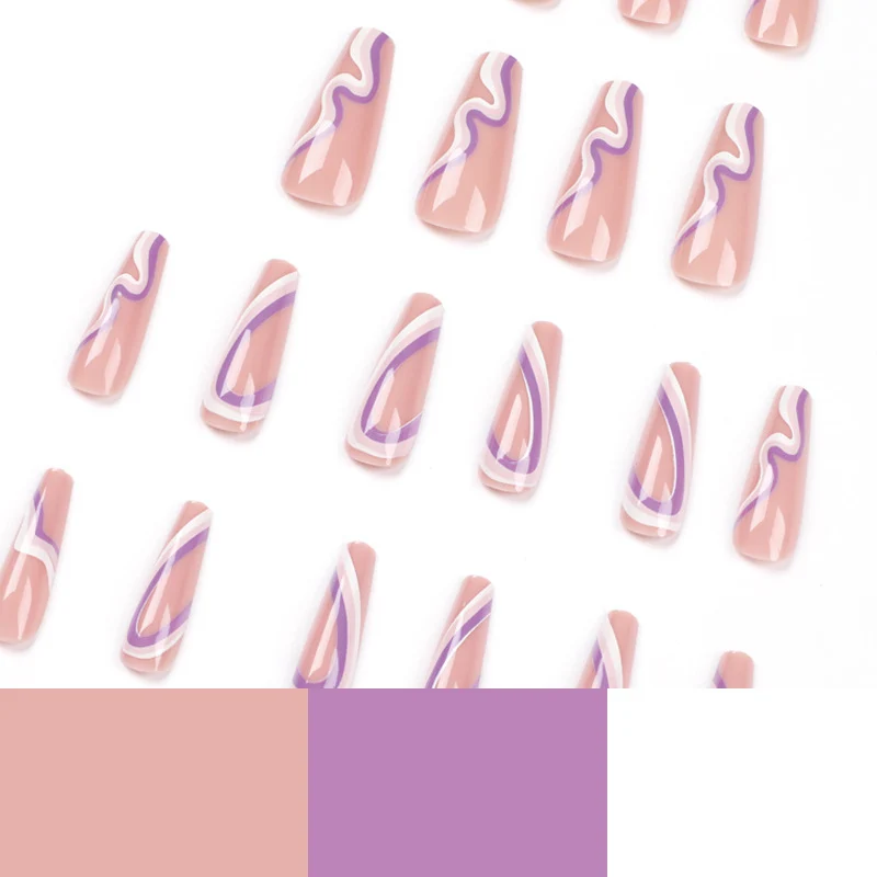 Artful nail extensions with elegant wave pattern Stornfield