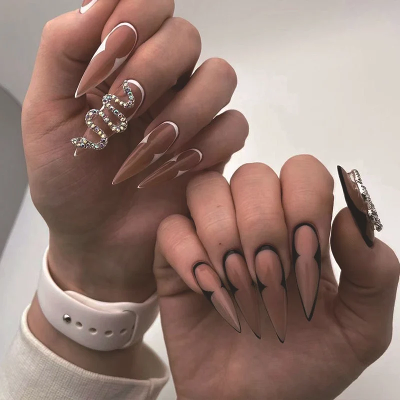 Artistic Nail Extensions with Elegant Stiletto Design Stornfield