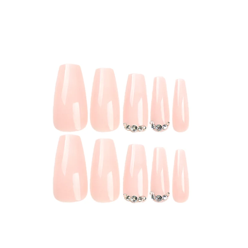 Artful Nail Extensions with Elegant Ombre Design and Rhinestone Accents Stornfield