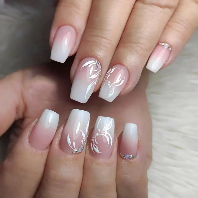 Artful Nail Extensions with Elegant Ombre Design Stornfield