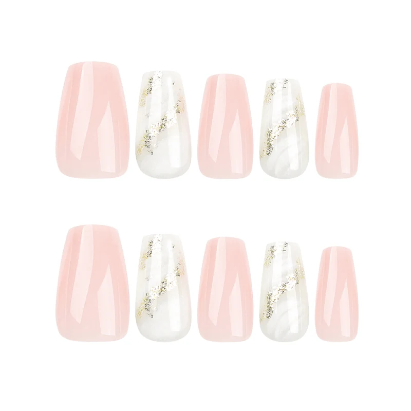 Artistic Nail Extensions with Elegant Gold Design Stornfield