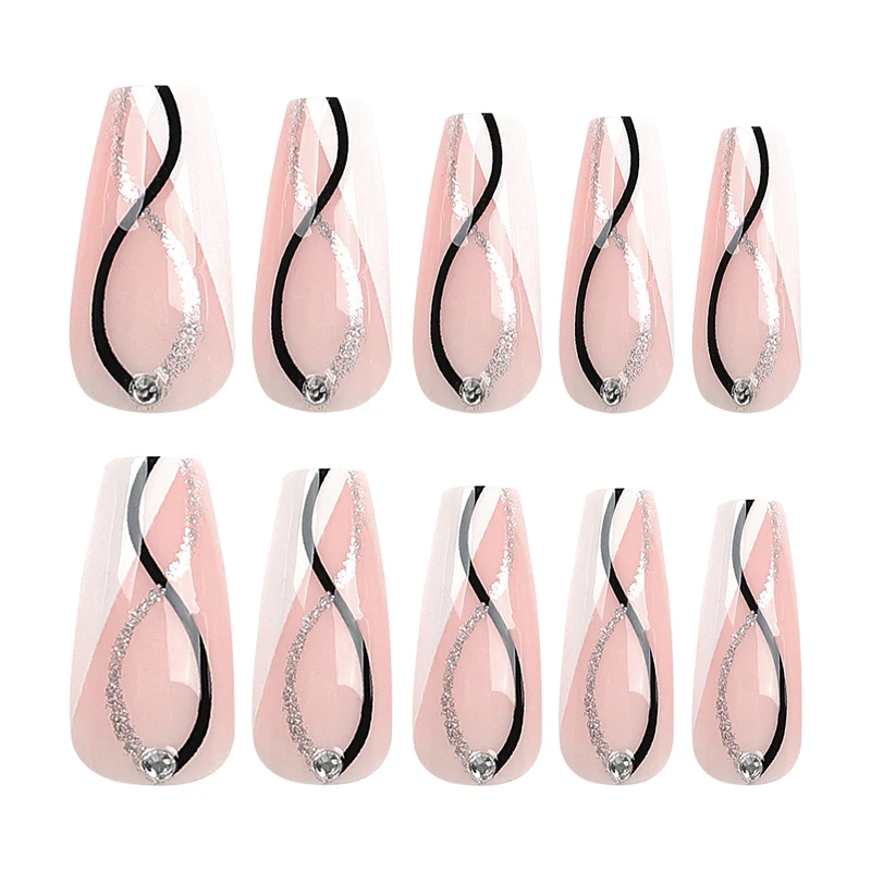 Artistic Nail Extensions with Elegant Glitter Design Stornfield