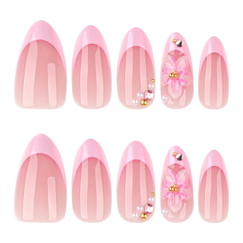 Artful Nail Extensions with Elegant Floral Design Stornfield
