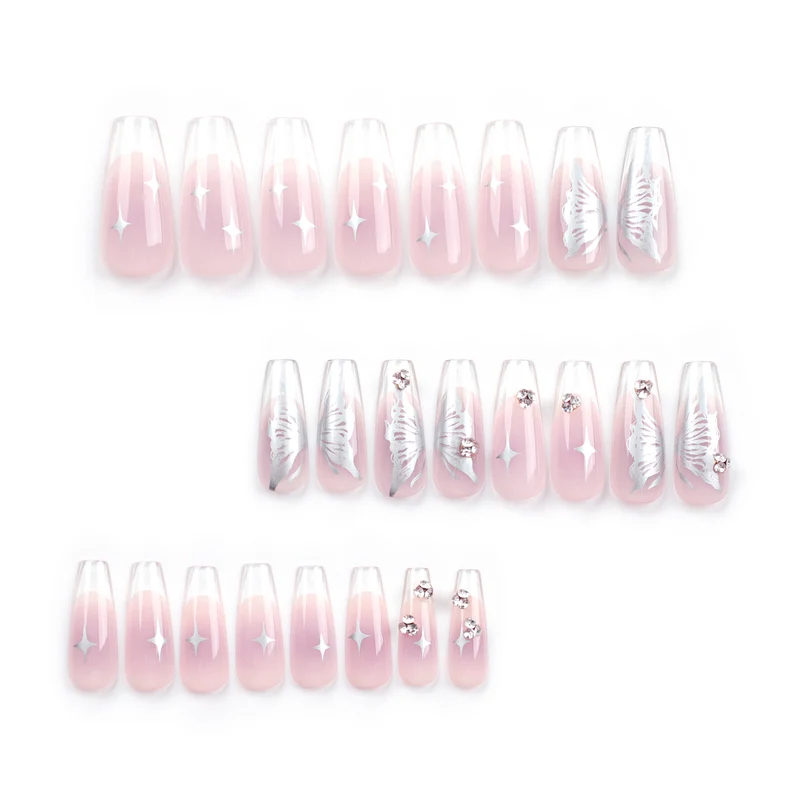 Artistic Nail Extensions with Elegant Floral Design Stornfield