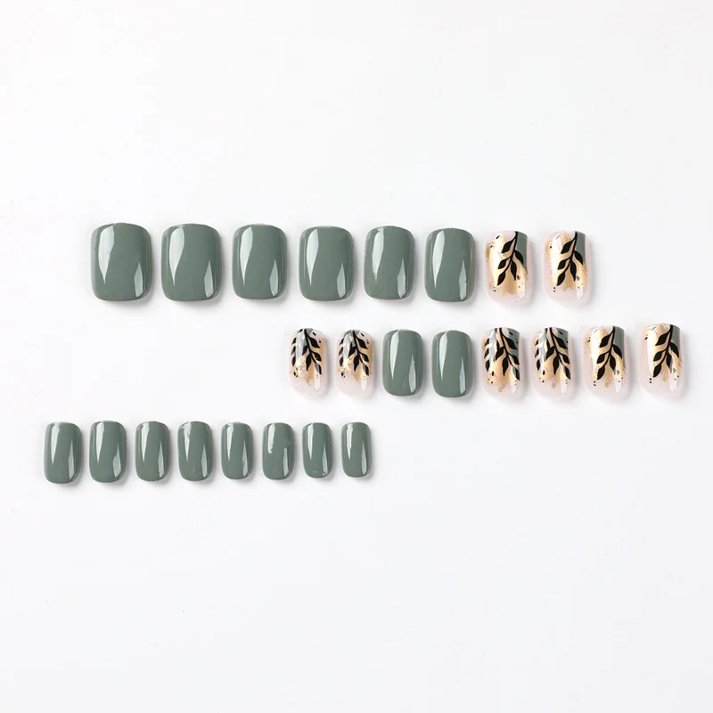 Artful Nail Extensions with Elegant Leaf Design Stornfield