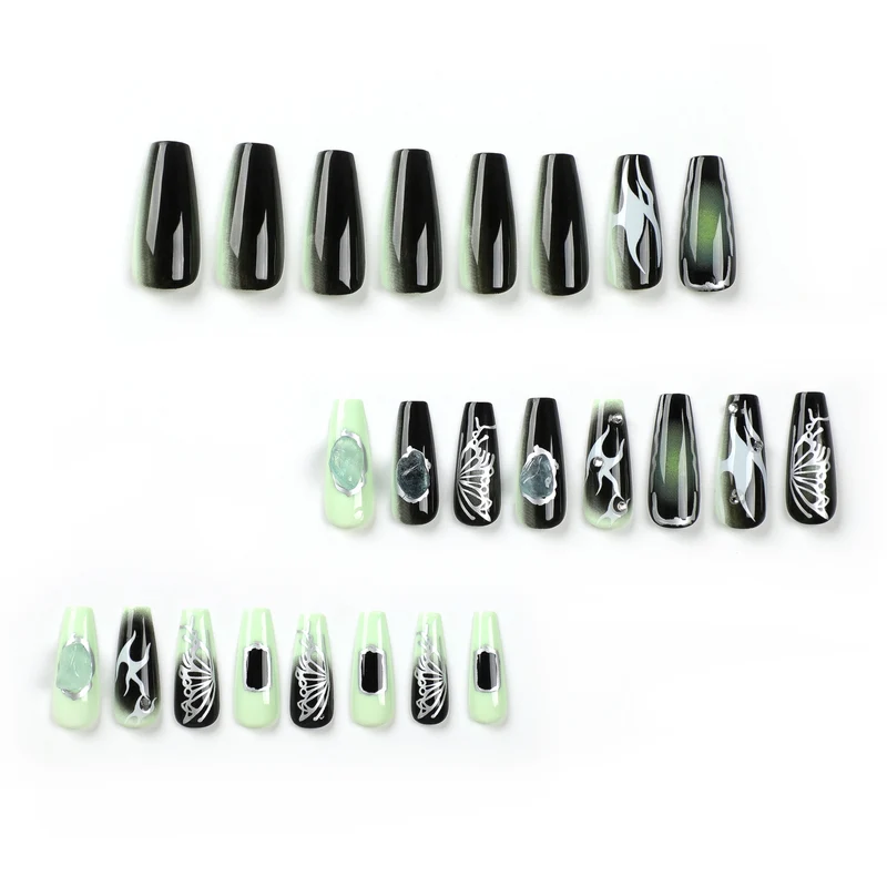 Artful Nail Extensions with Unique Glitter Accents Stornfield