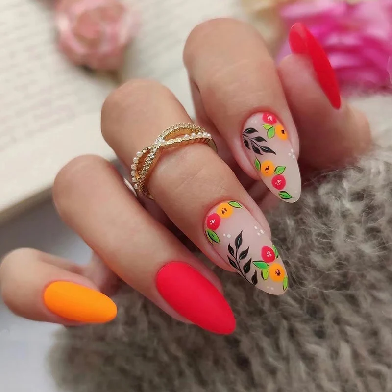 Artful nail extensions with colorful fruity decorations Stornfield