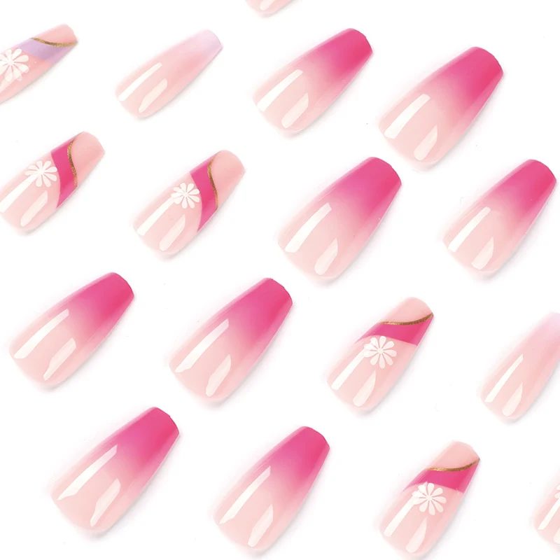 Artful nail extensions with colorful ombre design and floral accents Stornfield