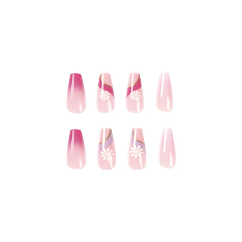 Artful nail extensions with colorful ombre design and floral accents Stornfield