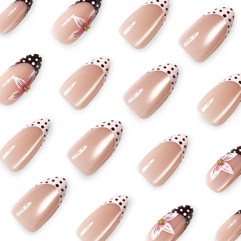 Artful Nail Extensions with Flower and Dot Design Stornfield
