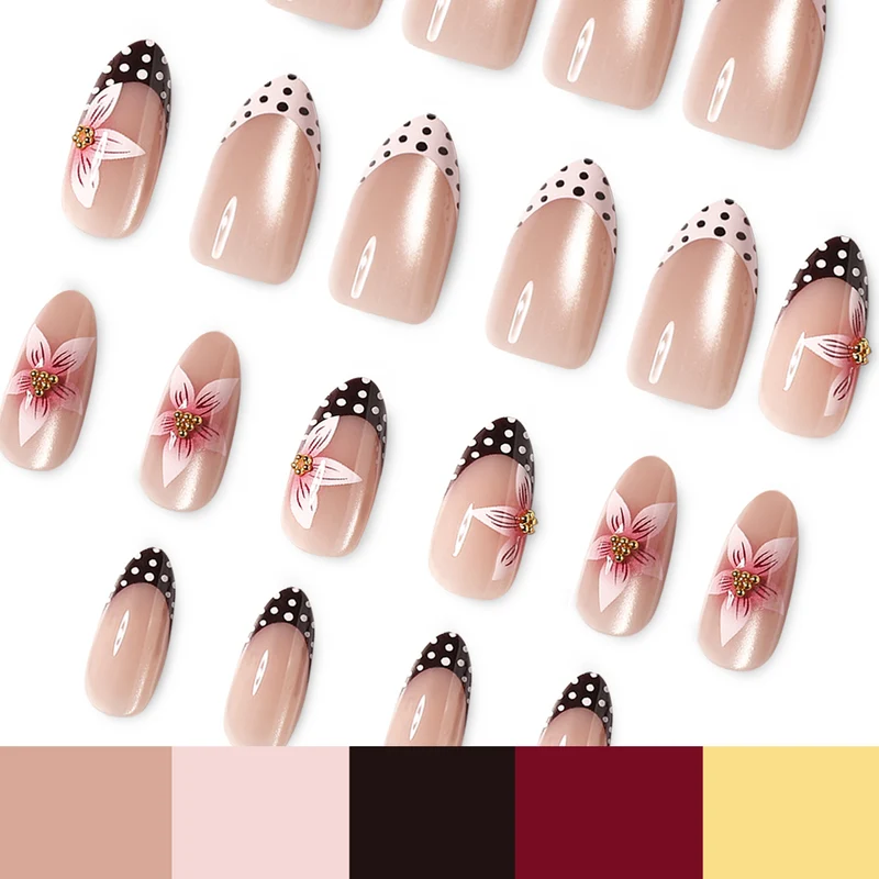 Artful Nail Extensions with Flower and Dot Design Stornfield