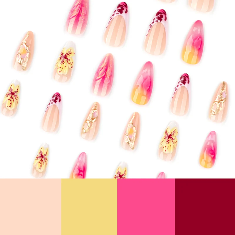 Artistic Nail Extensions with Flower and Ombre Design Stornfield