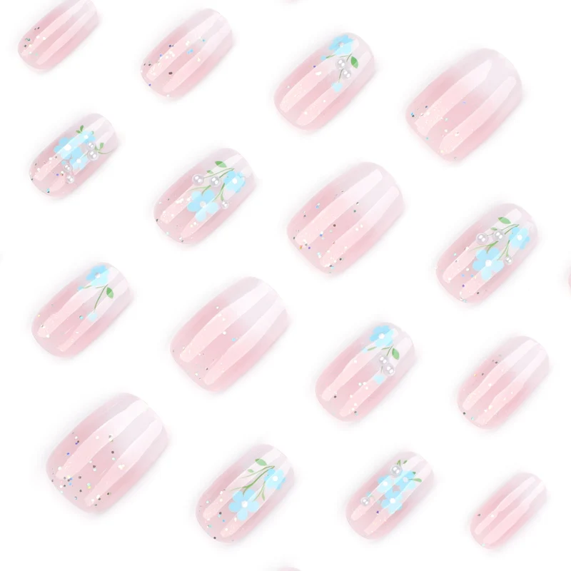 Artful nail extensions with floral design Stornfield