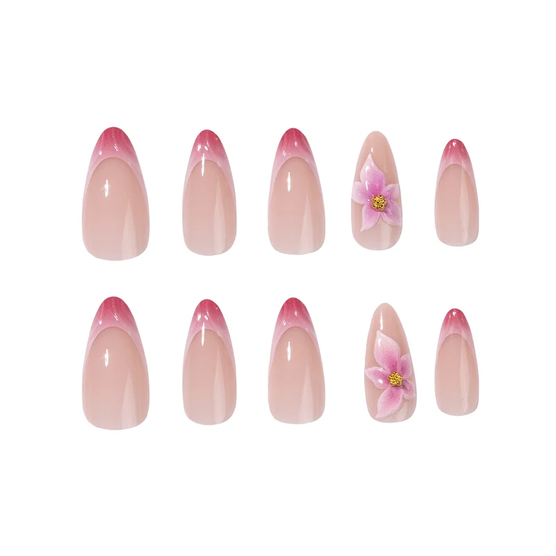 Artistic Nail Extensions with Floral Accents Stornfield