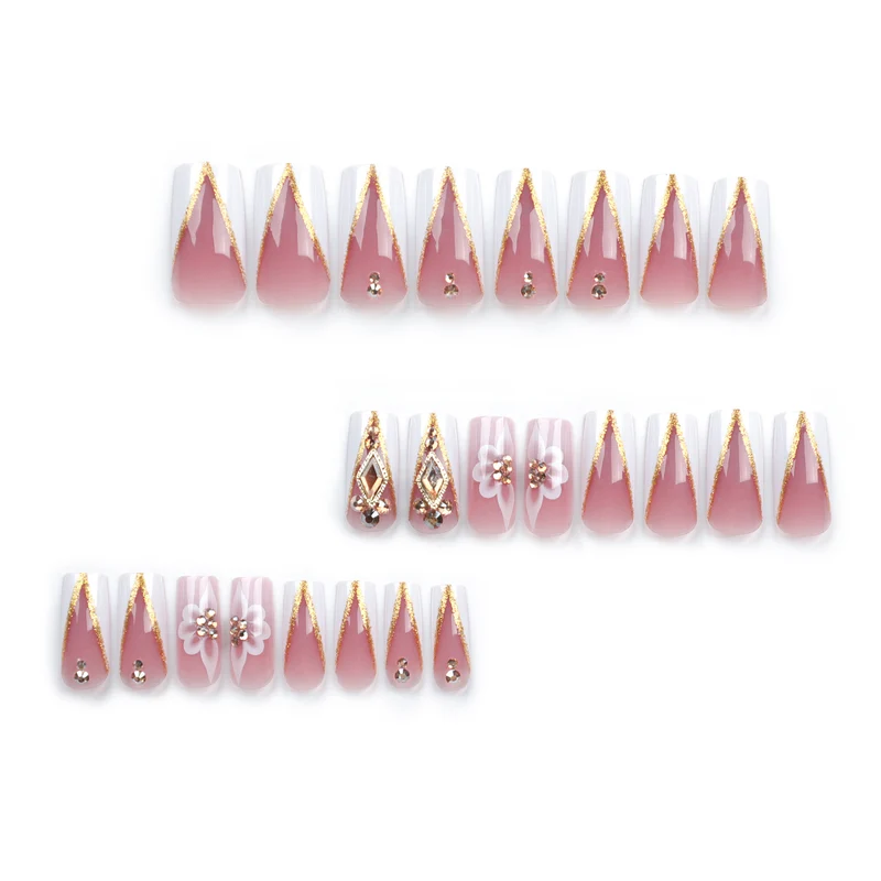 Artistic nail extensions with floral and glitter accents Stornfield