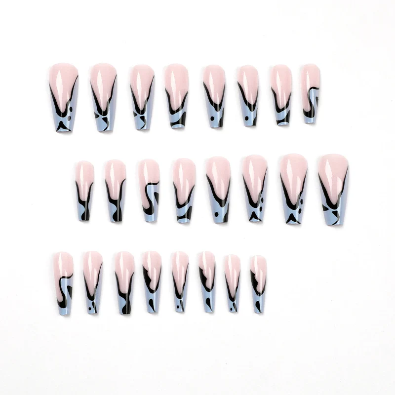 Artful Nail Extensions with Abstract Wave Pattern Stornfield