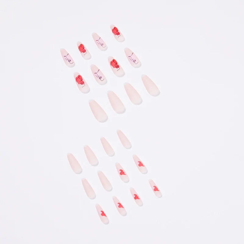 Artful Nail Extensions with Abstrahized Face Drawing Stornfield