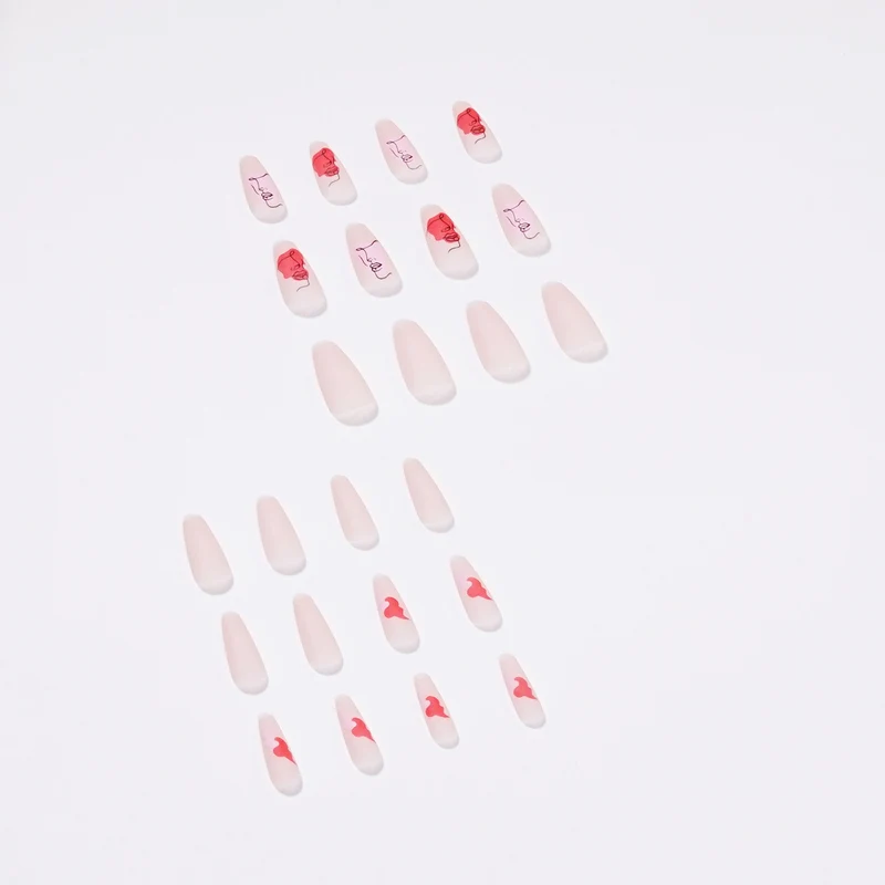 Artful Nail Extensions with Abstrahized Face Drawing Stornfield