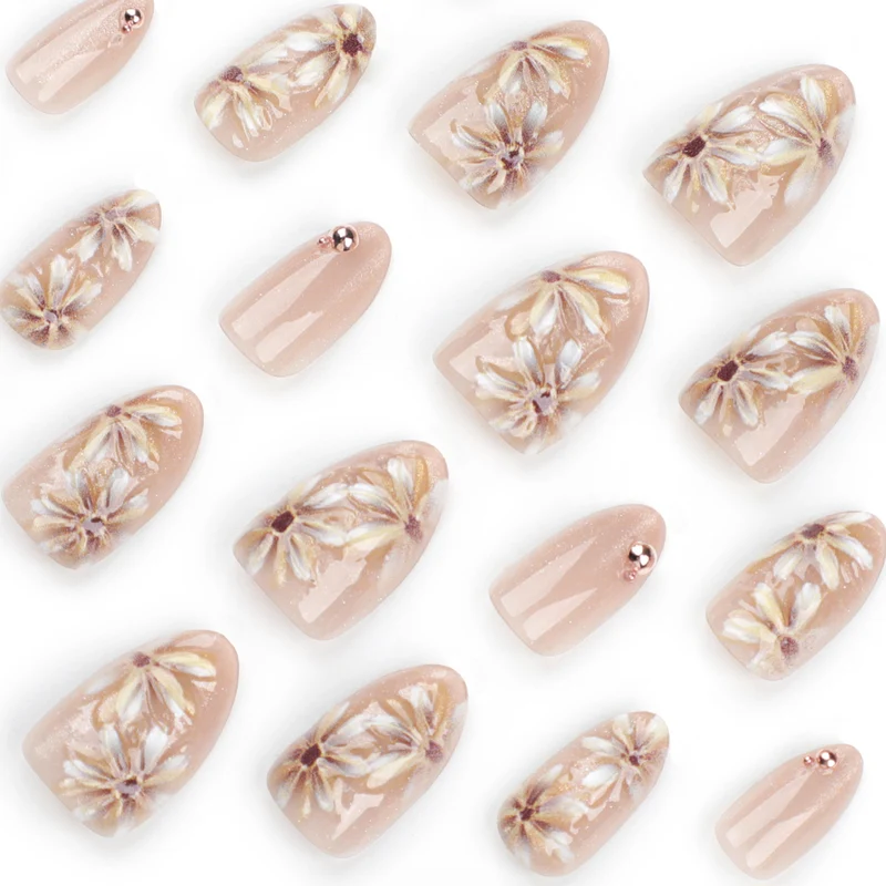 Artful Nail Extensions with 3D Flower Design Stornfield